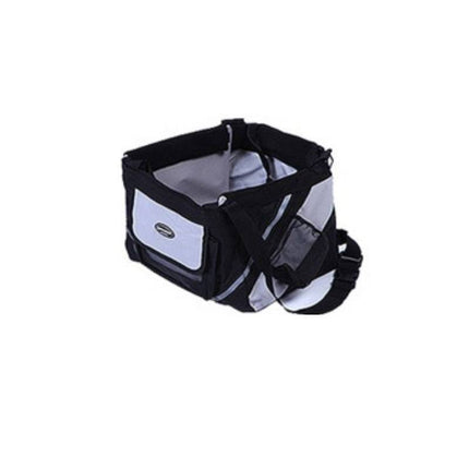 Biking pet carrier bag with black straps on a white background