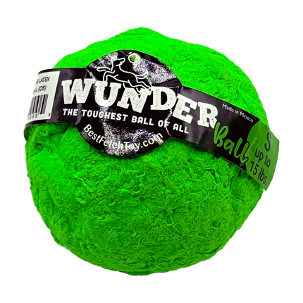 Green Wunder ball with a label on a white background