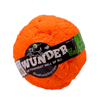 Orange textured ball with a Wunder Ball of All label on a white background