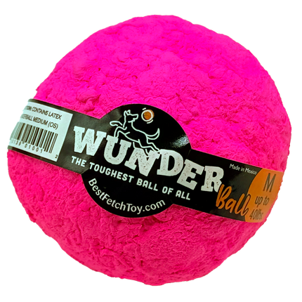 Pink textured ball with Wunder branding on a white background