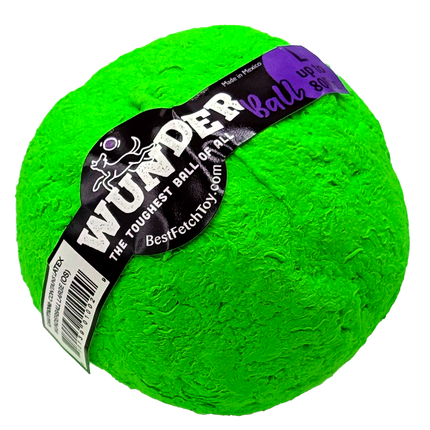 Green Wunder Ball with a black label on a white background