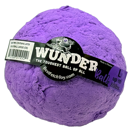 Purple Wunder ball with a label on a white background
