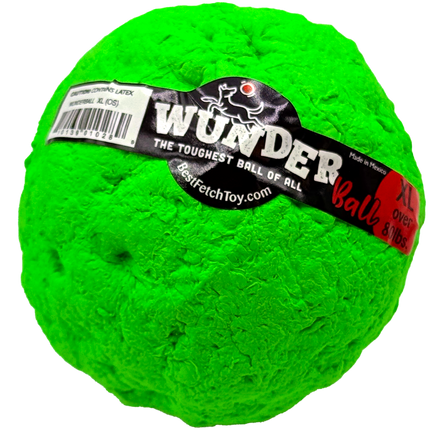 Green Wunder ball with a label on a white background