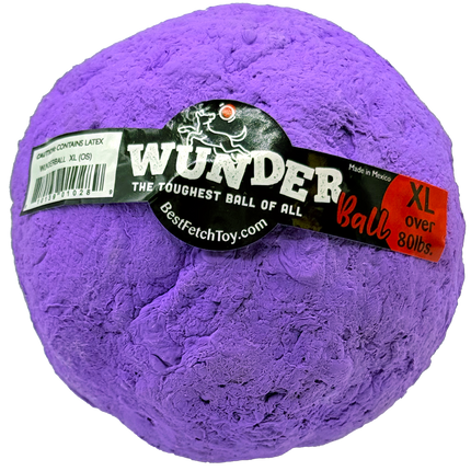 Purple Wunder ball with a label on a white background