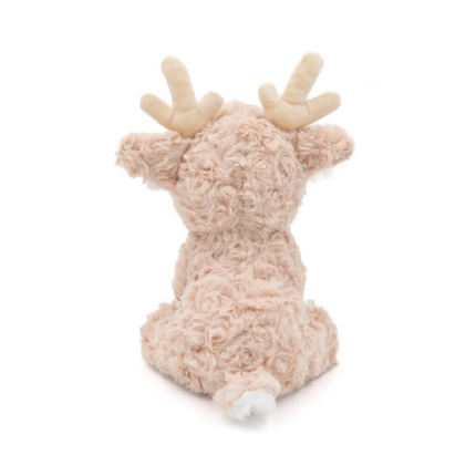 Plush toy reindeer on a white background