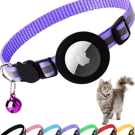 AirTag Cat Collar with Breakaway Buckle, Reflective Strip and Bell