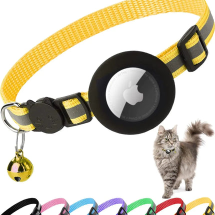 AirTag Cat Collar with Breakaway Buckle, Reflective Strip and Bell