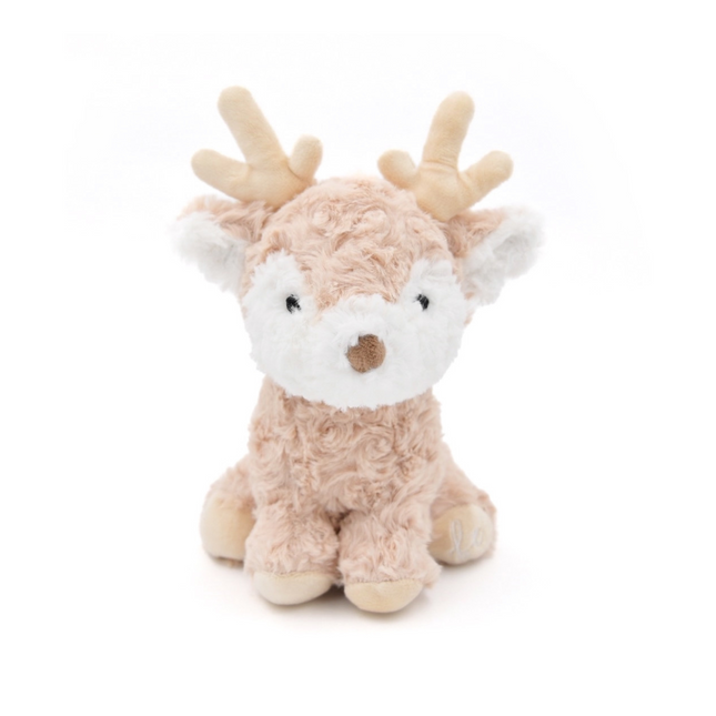 Plush deer toy on a white background