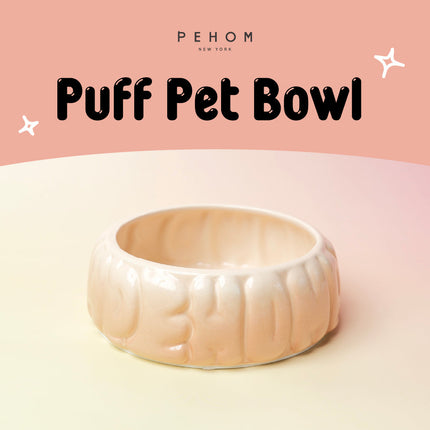 Puff Pet Bowl by PEHOM on a pink background