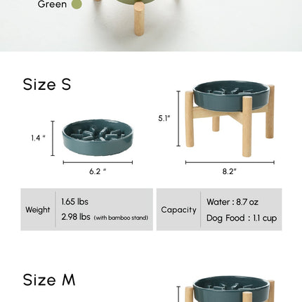 Set of pet bowls with dimensions and weight capacity displayed.
