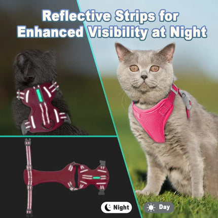 Escape-Proof Cat Harness and Leash Set with Reflective Vest