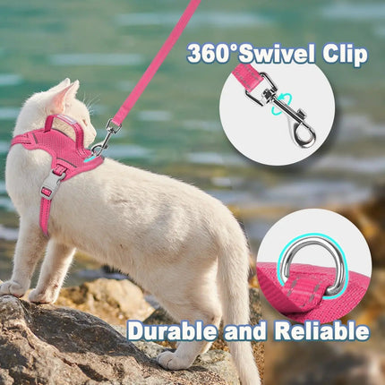 Escape-Proof Cat Harness and Leash Set with Reflective Vest