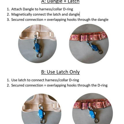 Instructions on using MUI leash with dangle and latch attachments.