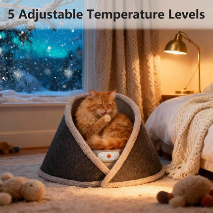 Heated & Cooling Cat Cave Bed with White Noise