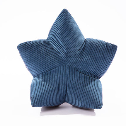 Blue textured star-shaped pet bed on a white background