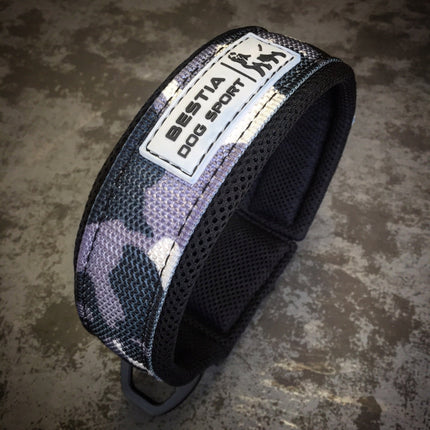 Bestia Heavy-Duty Fast Release Dog Collar in Blue Camouflage