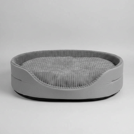 Gray pet bed on a light gray background