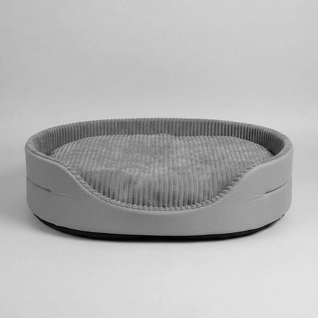 Gray pet bed on a light gray background