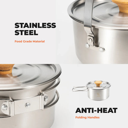 Qunature Camping Cookware Set – 15-Piece with Carry Bag