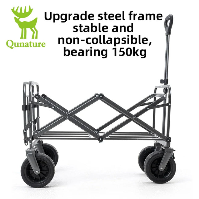 Qunature 330lbs Foldable Wagon with All-Terrain PVC Wheels