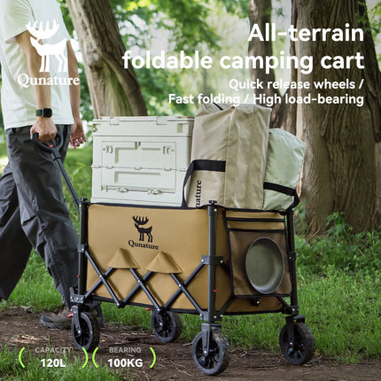 Foldable Utility Wagon with 360° Swivel Wheels