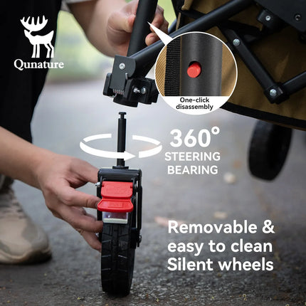 Foldable Utility Wagon with 360° Swivel Wheels