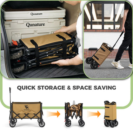 Foldable Utility Wagon with 360° Swivel Wheels
