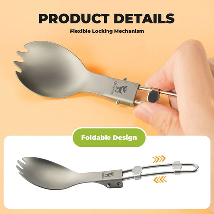 Titanium Camping Tableware Set with Folding Spoon & Chopsticks